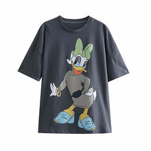 Load image into Gallery viewer, JXYSY camiseta de mujer 2020 verano estilo inglés moda León de dibujos animados estampado de rey o-cuello de manga corta Camiseta femenina Tops