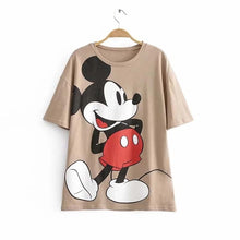 Load image into Gallery viewer, JXYSY camiseta de mujer 2020 verano estilo inglés moda León de dibujos animados estampado de rey o-cuello de manga corta Camiseta femenina Tops