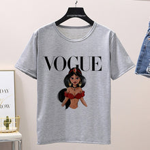 Load image into Gallery viewer, Women 2020 Summer Graphic Tee Shirt Femme Funny Princess Vogue Harajuku T Shirt Korean Tops Kawaii Streetwear Camiseta Mujer