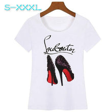 Load image into Gallery viewer, White T Shirt Women Tops Fashion High Heel Shoes Letter Print Tshirt 2020 Women Shirts Summer Short Sleeve Tee Shirt Femme
