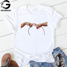 Load image into Gallery viewer, 2020 Tees Women T Shirt Print Letter T-shirt Casual White Black Pink Short Sleeve Cotton Tops Summer Brand clothing
