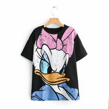 Load image into Gallery viewer, JXYSY camiseta de mujer 2020 verano estilo inglés moda León de dibujos animados estampado de rey o-cuello de manga corta Camiseta femenina Tops

