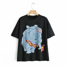 Load image into Gallery viewer, JXYSY camiseta de mujer 2020 verano estilo inglés moda León de dibujos animados estampado de rey o-cuello de manga corta Camiseta femenina Tops
